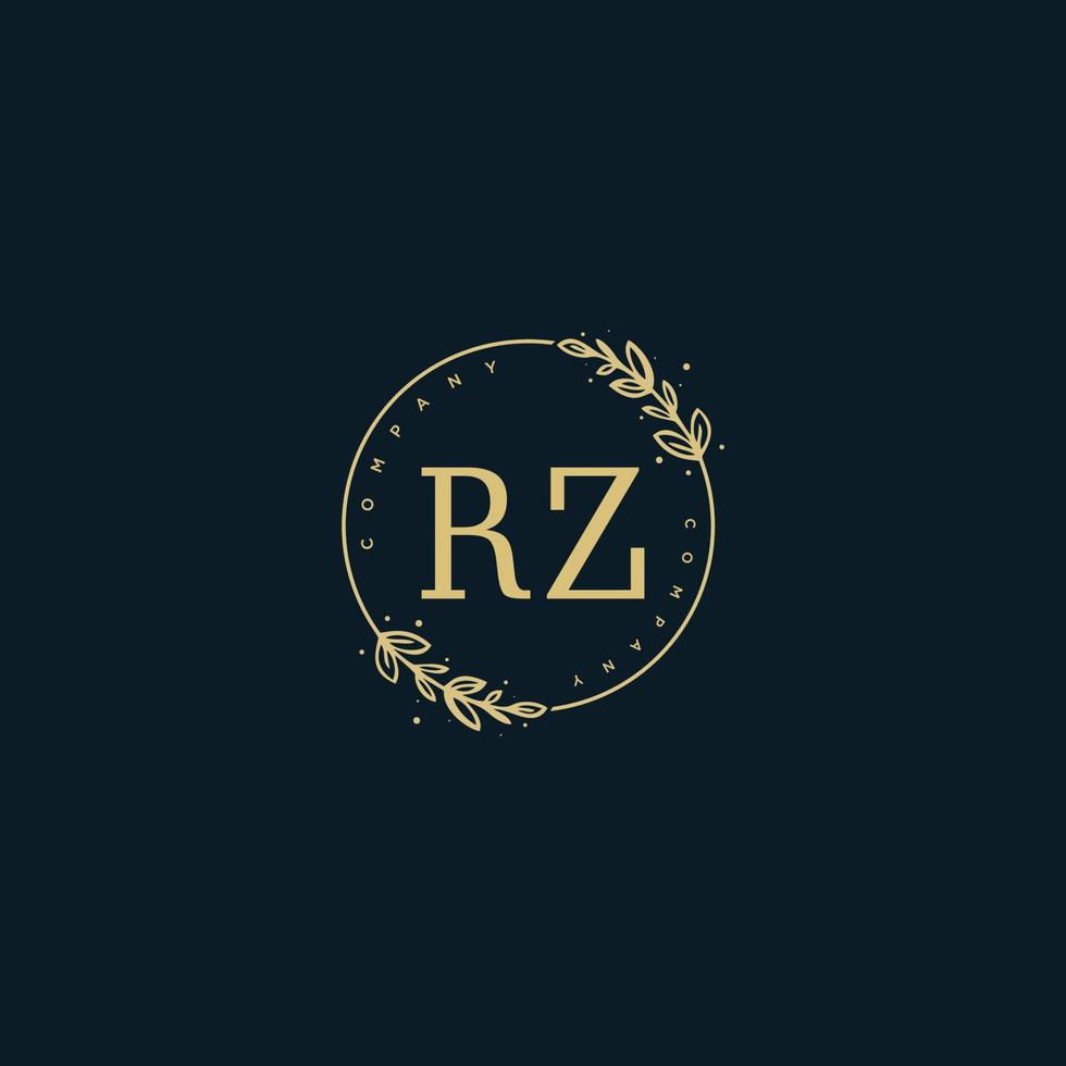 monograma de beleza inicial rz e design de logotipo elegante, logotipo de caligrafia da assinatura inicial, casamento, moda, floral e botânico com modelo criativo. vetor