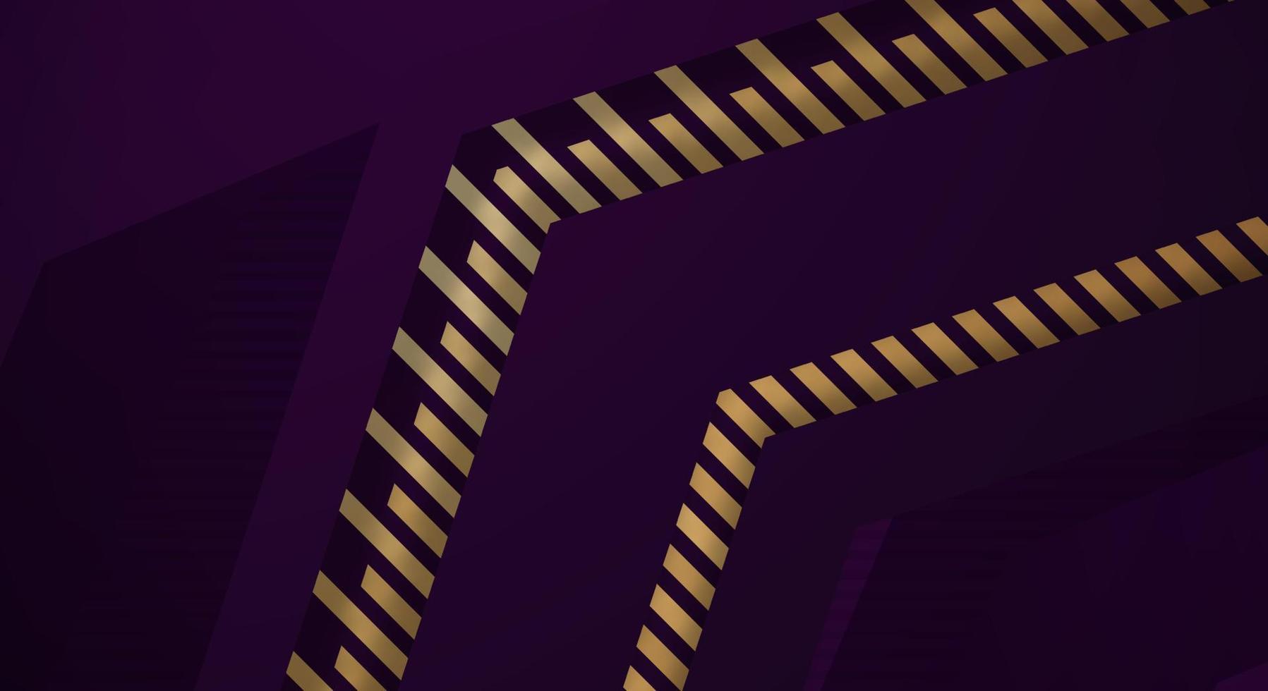 fundo roxo escuro abstrato com direção de seta de linha de ouro design de triângulo geométrico moderno futurista vetor