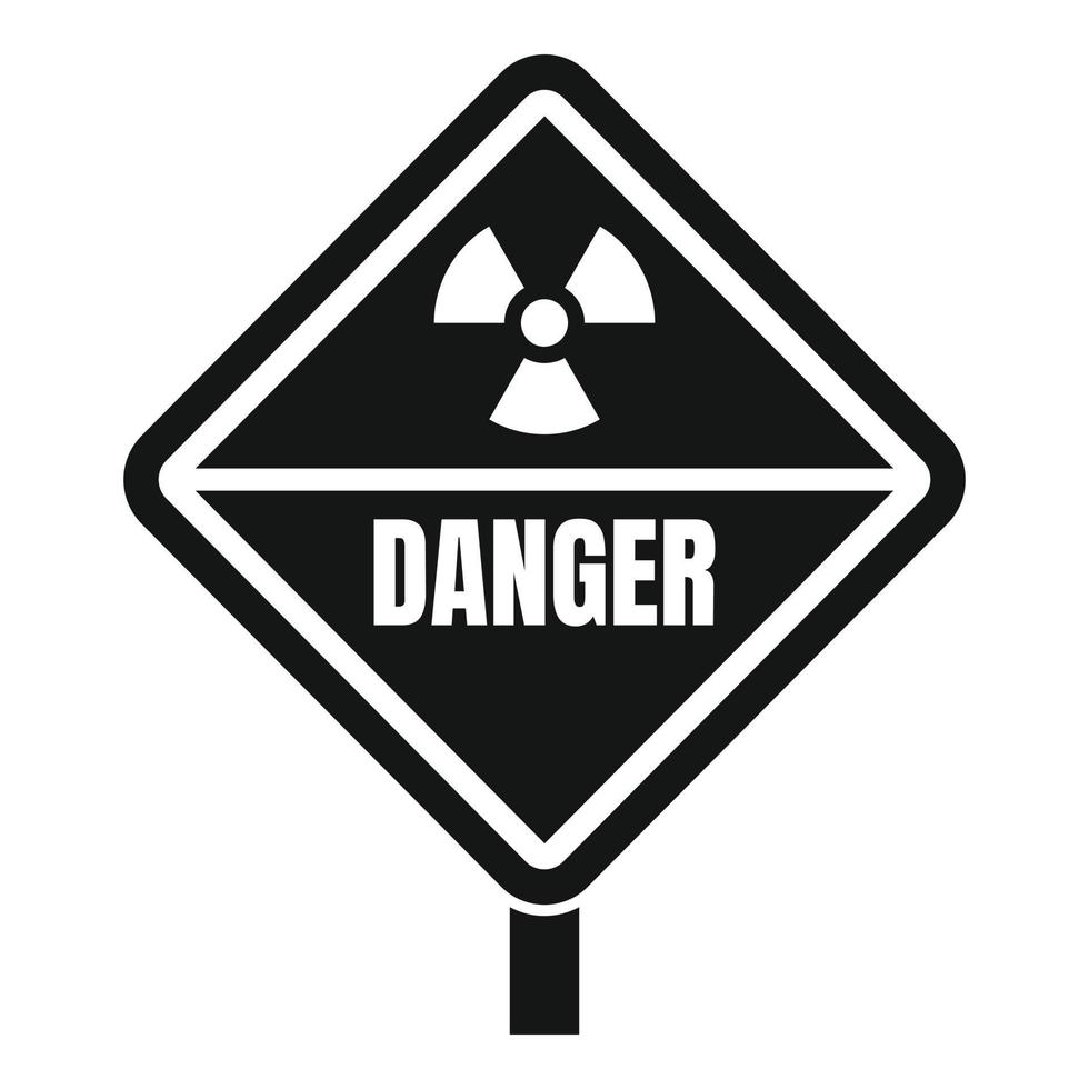 ícone da zona de radiação de perigo, estilo simples vetor