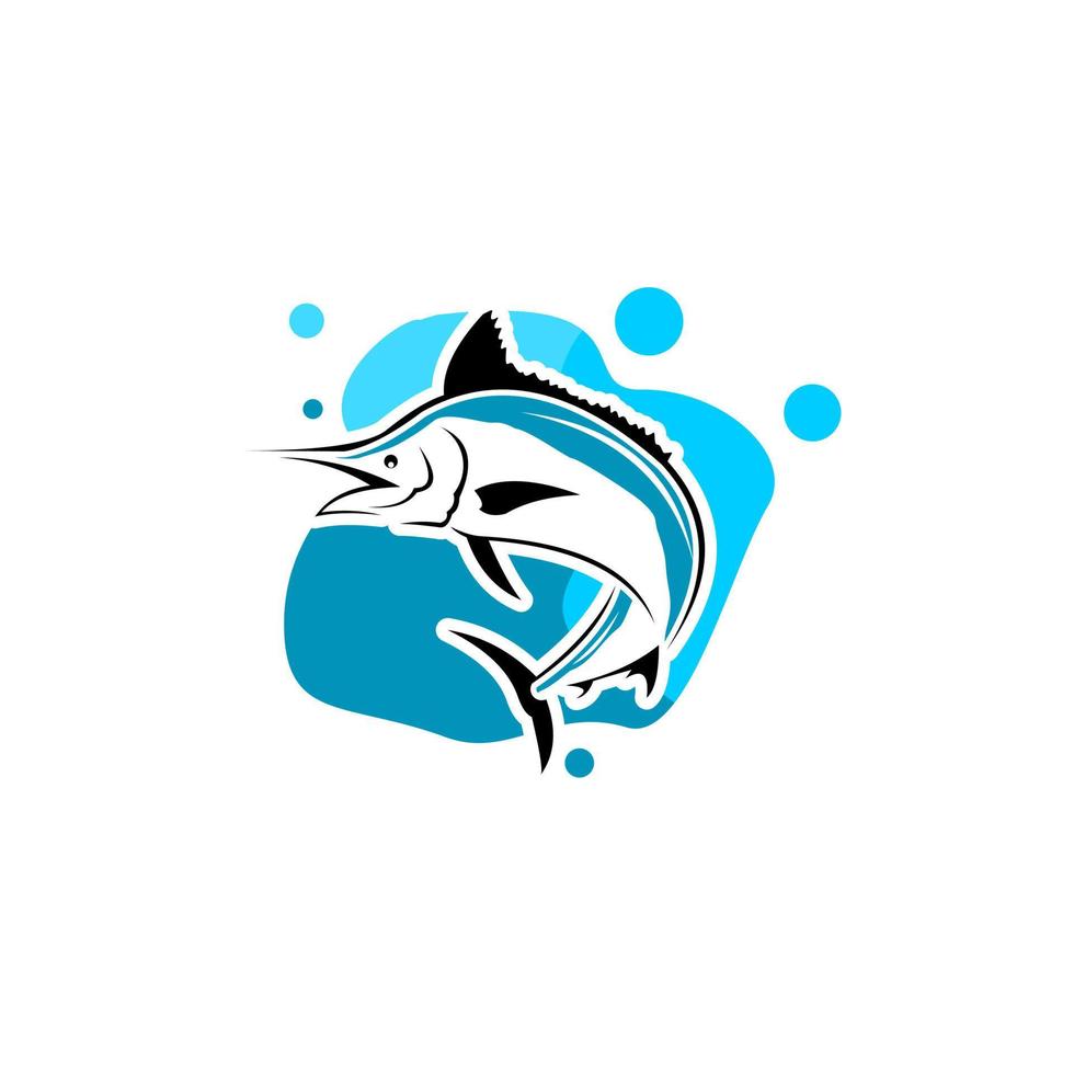 logotipo de pesca divertido ilustração vetorial de peixe marlin vetor
