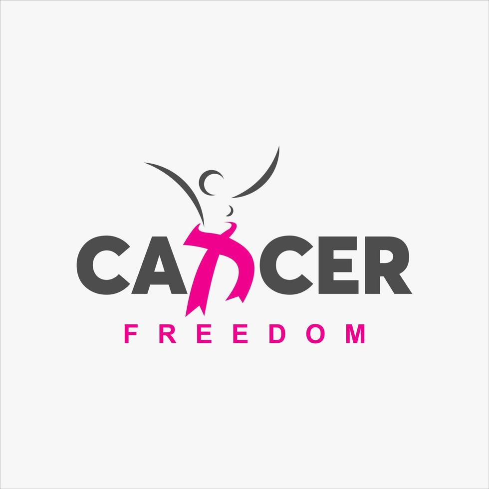 logotipo de saúde tipografia decorativa simples com campanha de vetor de fita e suporte novamente inspiração de design de câncer