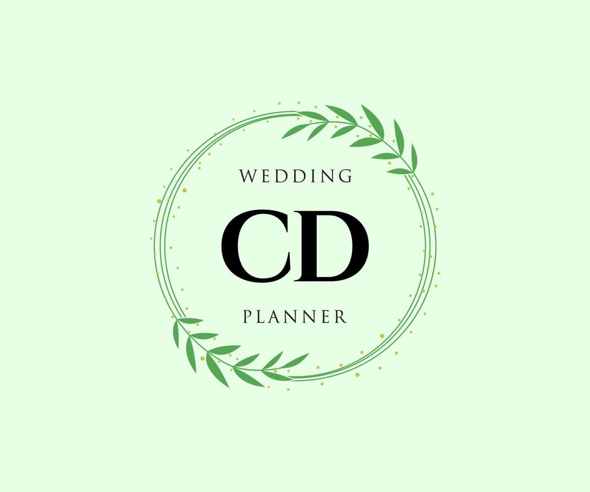 coleção de logotipos de monograma de casamento de carta inicial de cd, modelos modernos minimalistas e florais desenhados à mão para cartões de convite, salve a data, identidade elegante para restaurante, boutique, café em vetor