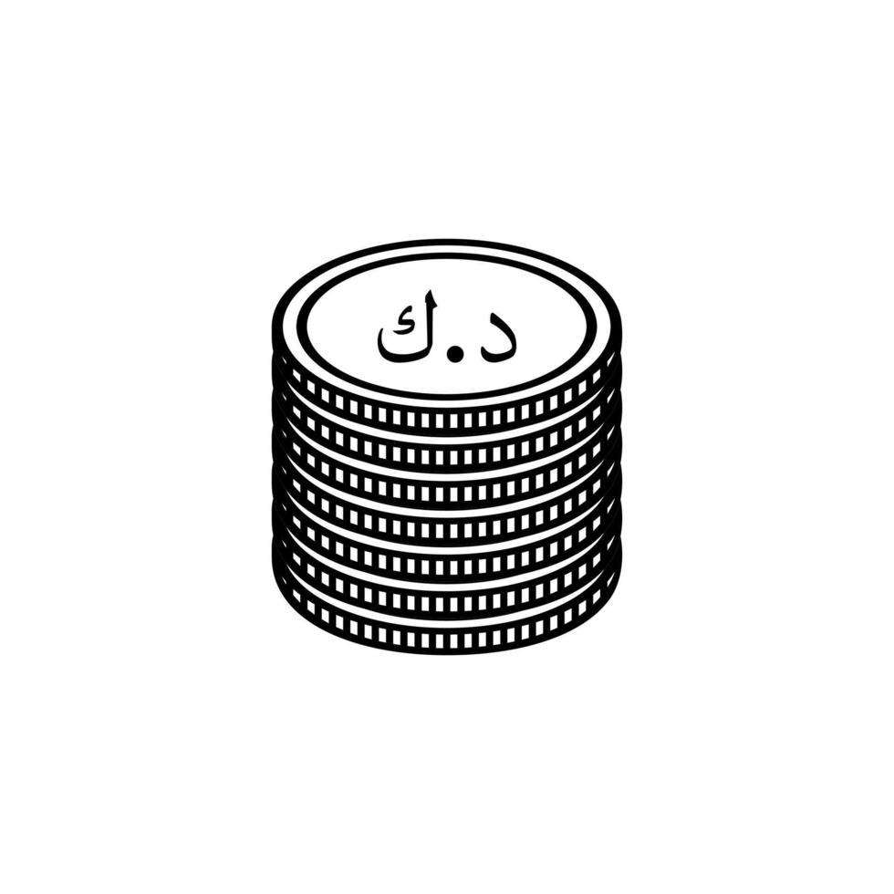 símbolo do ícone da moeda do Kuwait. dinar kuwaitiano, sinal kwd. ilustração vetorial vetor