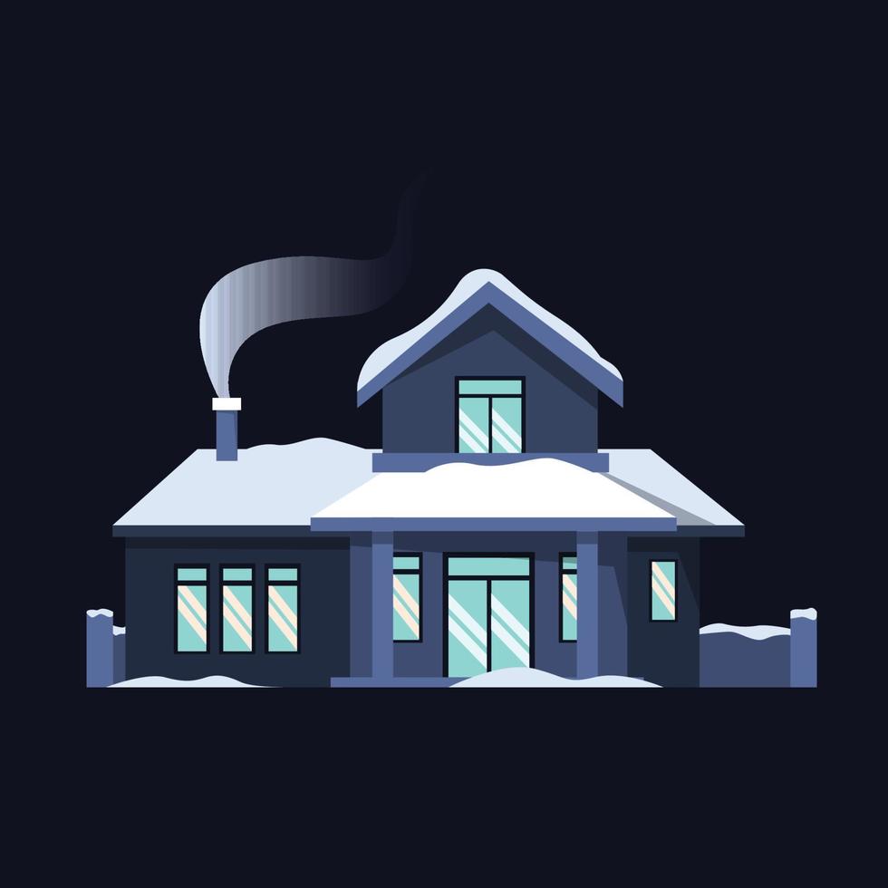 design de casa minimalista ilustração única da temporada de inverno de neve vetor