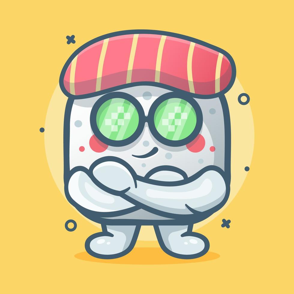 mascote de personagem de comida de sushi fofo com desenho animado isolado de expressão legal em design de estilo simples vetor