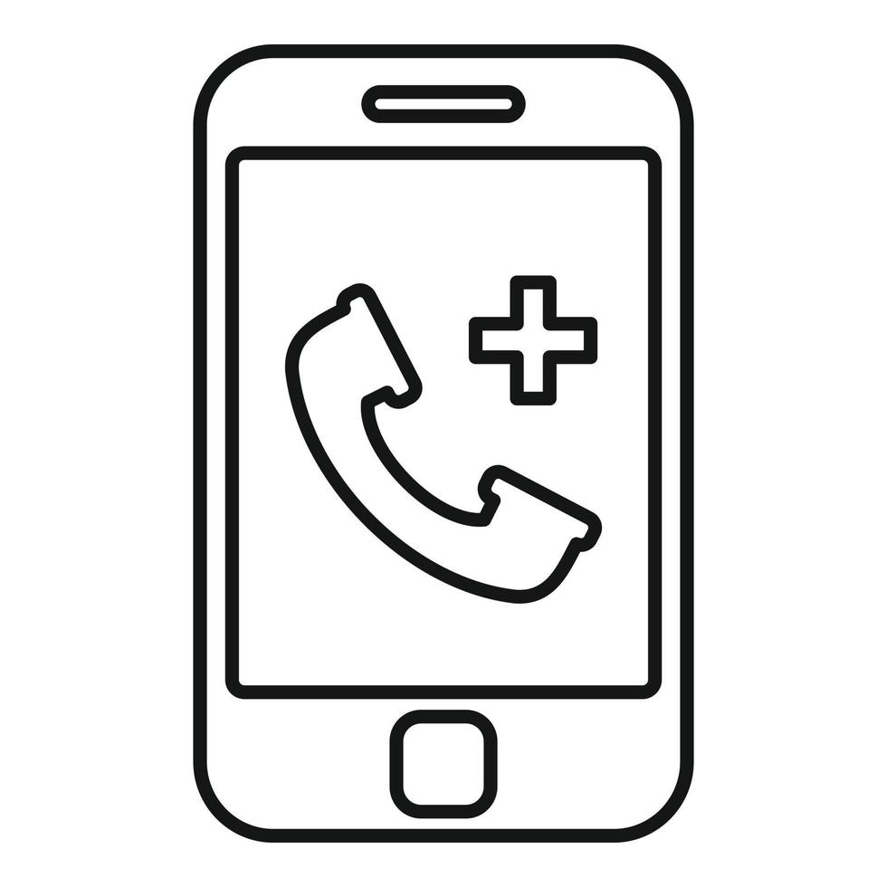 ícone de smartphone de clínica privada, estilo de estrutura de tópicos vetor