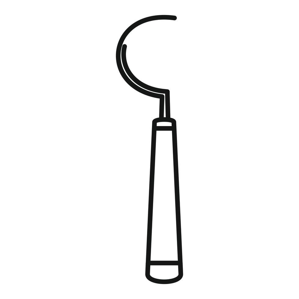 ícone de instrumento de gancho de dentista, estilo de estrutura de tópicos vetor
