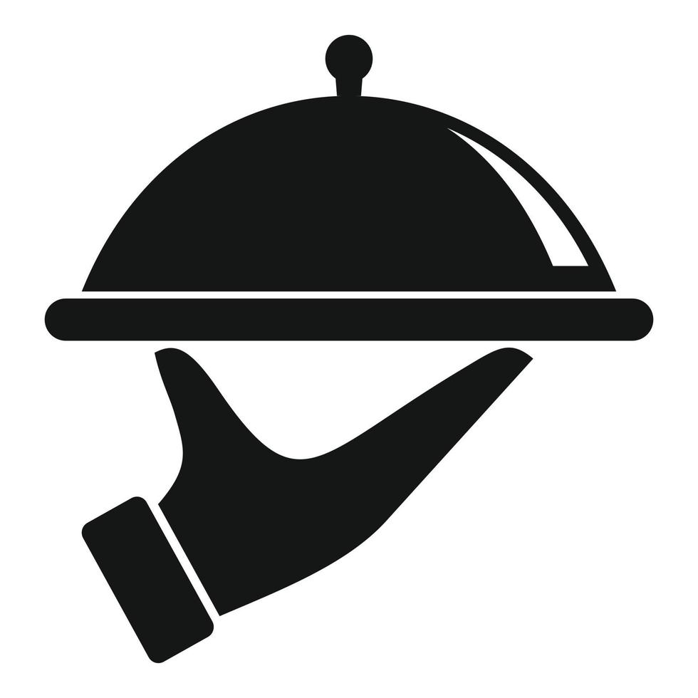 ícone da bandeja de comida do serviço de quarto, estilo simples vetor