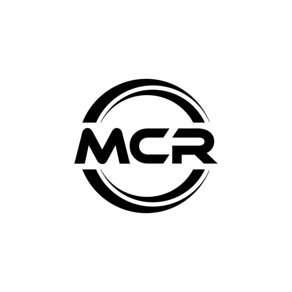 design de logotipo de carta mcr na ilustração. logotipo vetorial, desenhos de caligrafia para logotipo, pôster, convite, etc. vetor