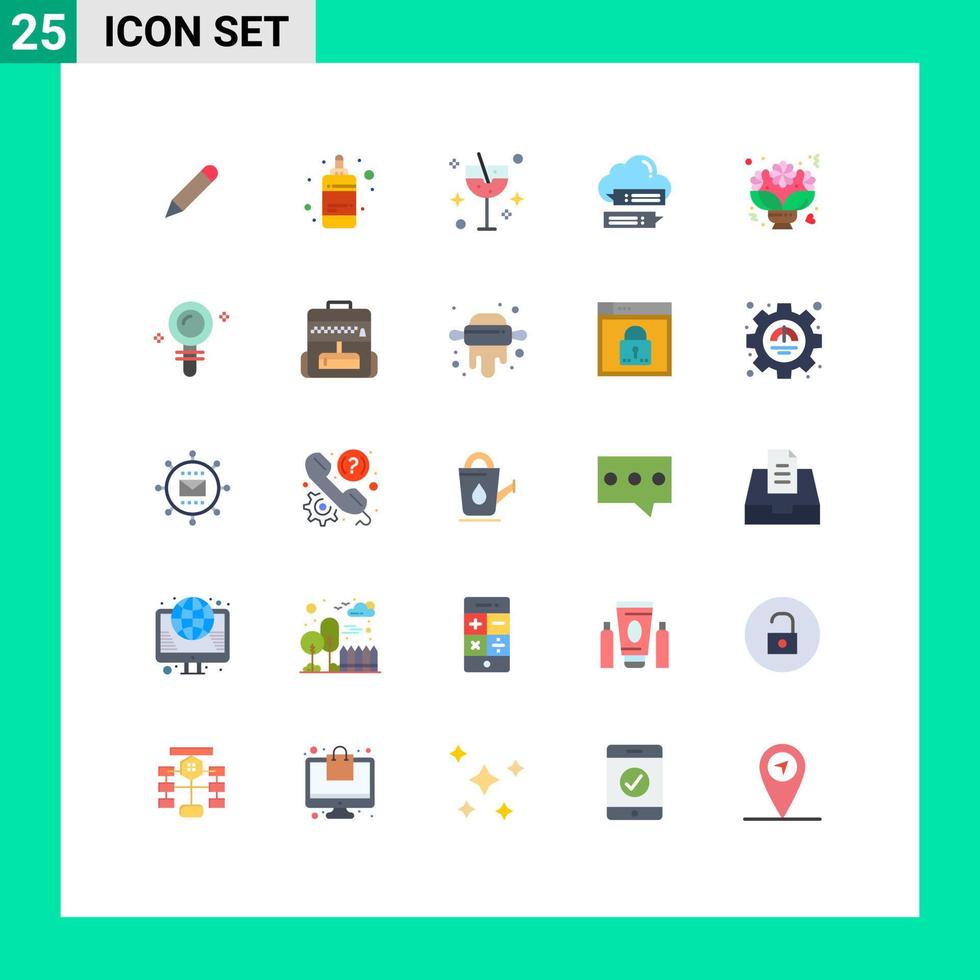 pacote de interface do usuário de 25 cores planas básicas de elementos de design de vetores editáveis de carnaval de nuvem de buquê
