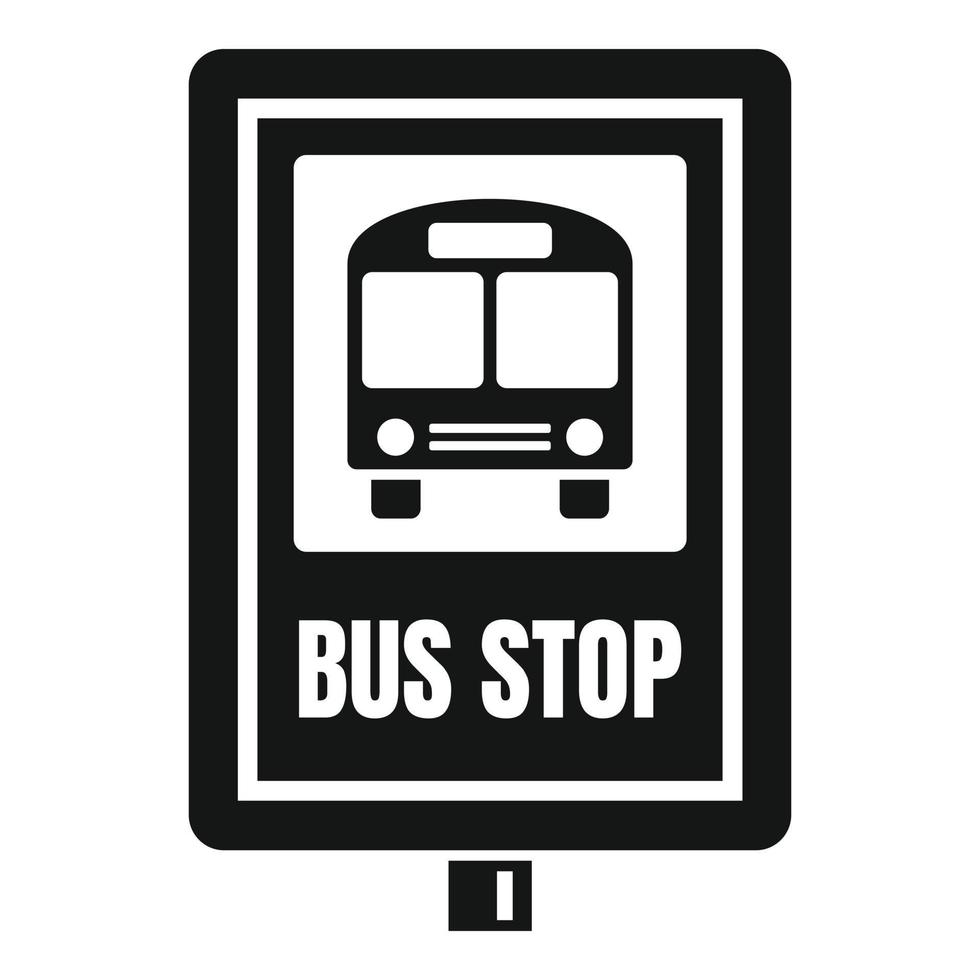 ícone de sinal de parada de ônibus escolar, estilo simples vetor
