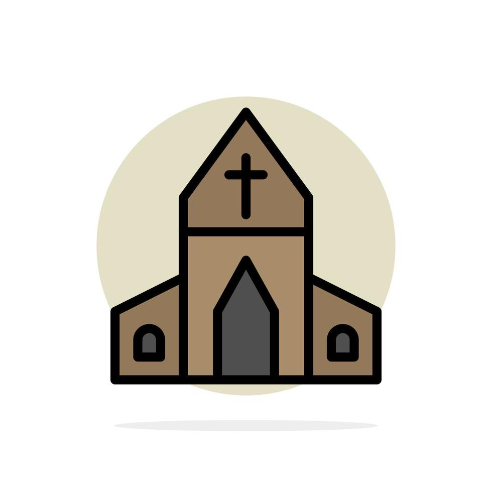 casa da igreja ícone de cor plana de fundo de círculo abstrato cruz de páscoa vetor