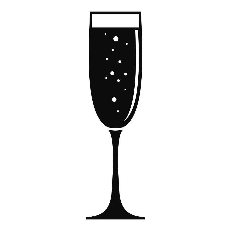 ícone de champanhe de vidro, estilo simples vetor