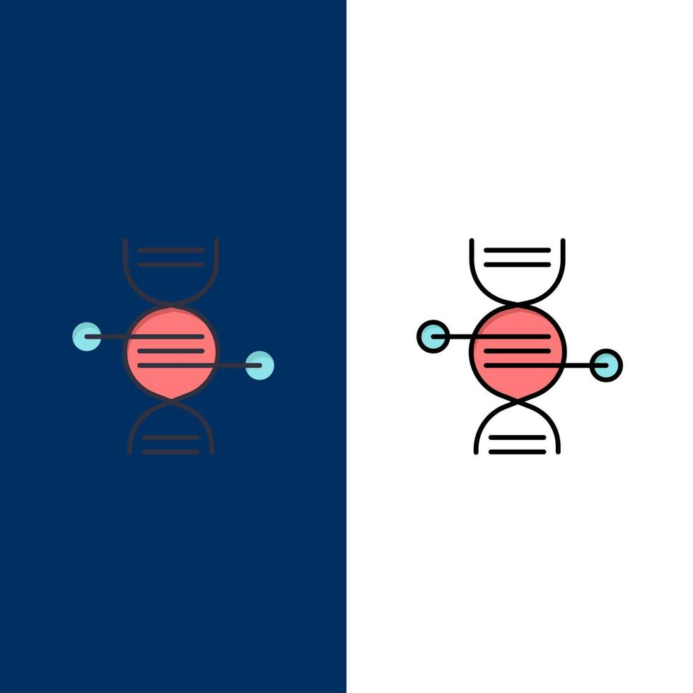 ícones de osso médico de saúde plano e conjunto de ícones cheios de linha vector fundo azul