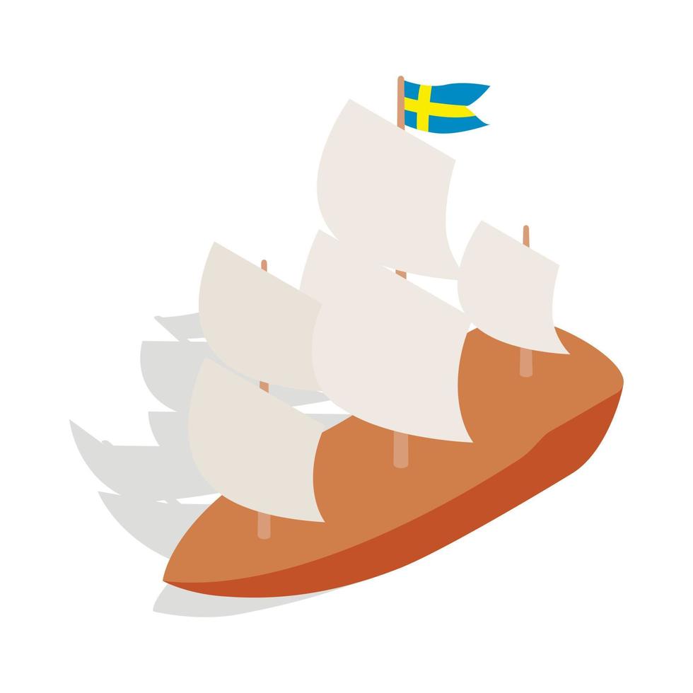 navio com ícone de bandeira sueca, estilo 3d isométrico vetor