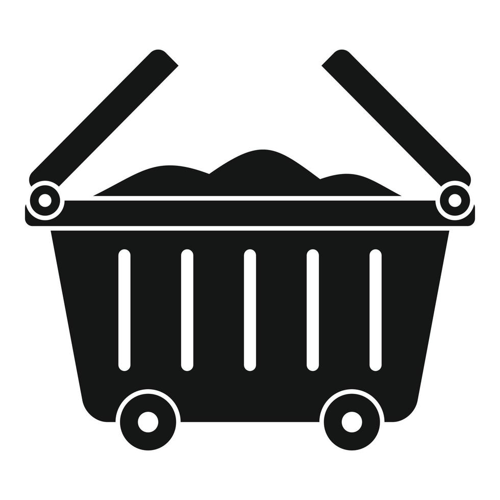 ícone do carrinho da cidade de lixo, estilo simples vetor