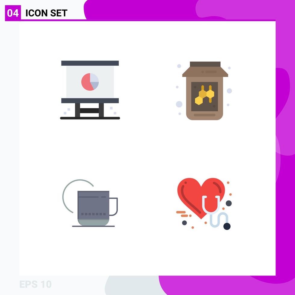 conjunto de 4 sinais de símbolos de ícones de interface do usuário modernos para elementos de design de vetores editáveis de serviço de frutas de planejamento quente de negócios