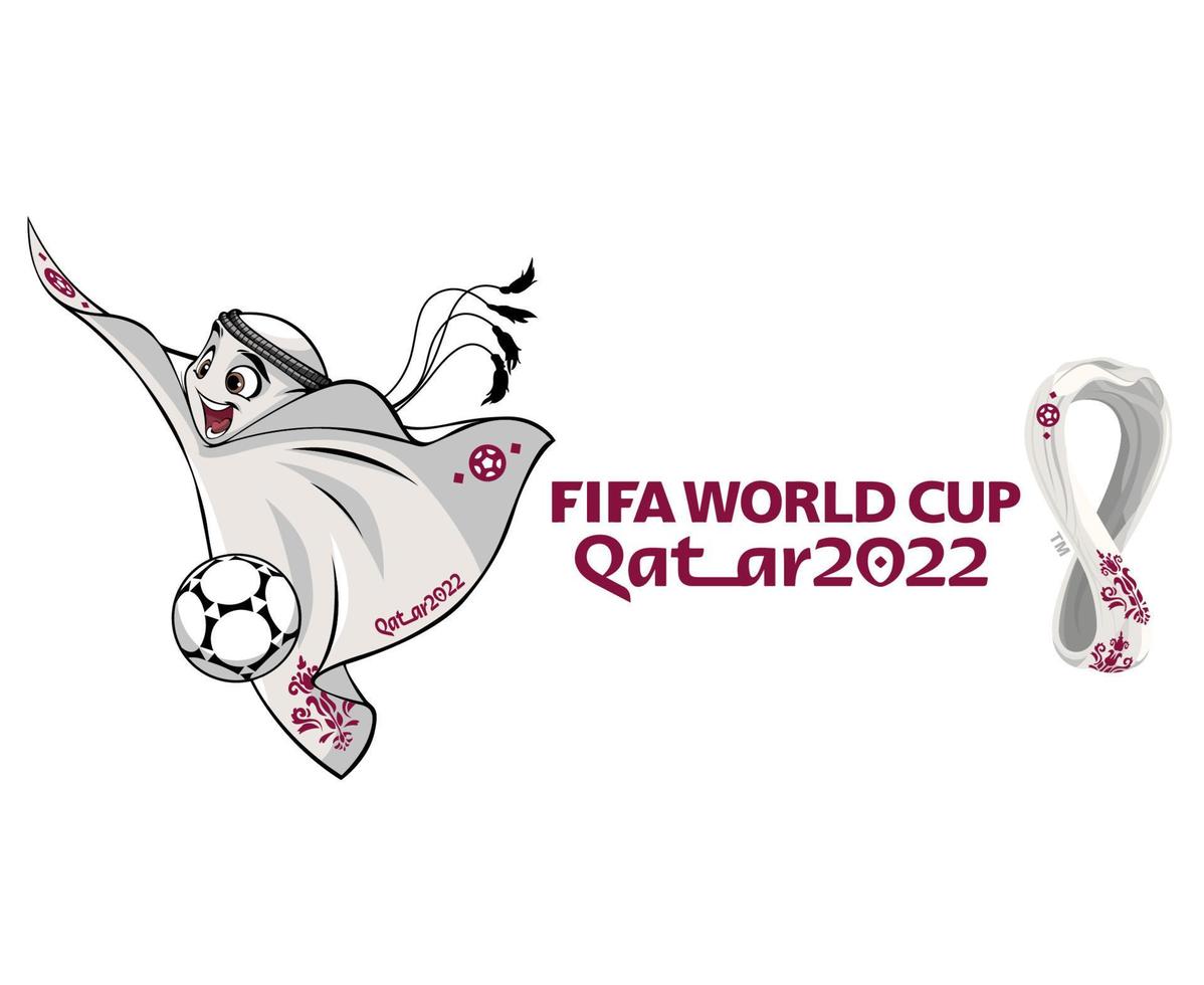 mascote fifa world cup qatar 2022 com logotipo oficial símbolo mondial vector design ilustração abstrata