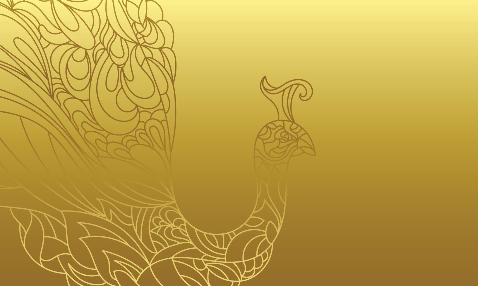 fundo de vetor de ouro de pavão floral abstrato