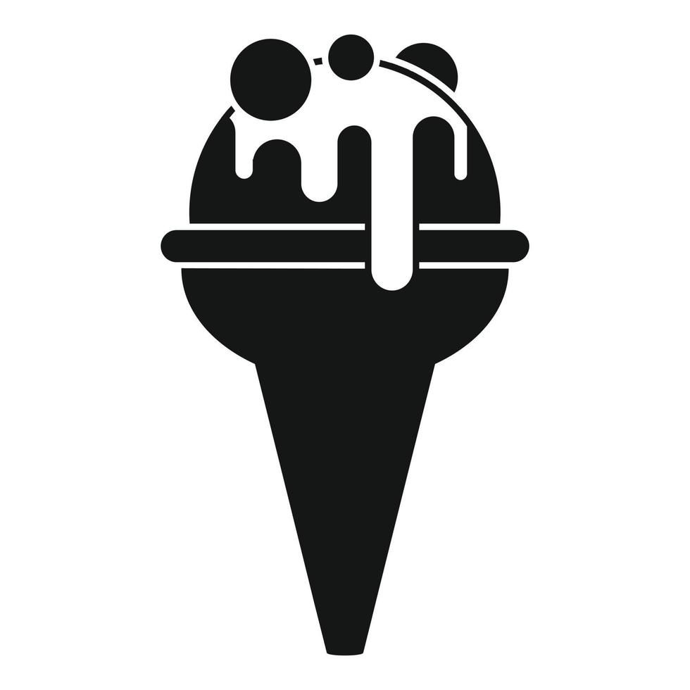 ícone de gelo de praia de cone, estilo simples vetor