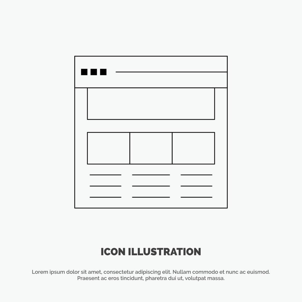 interface de página do site vetor de ícone de linha online da web