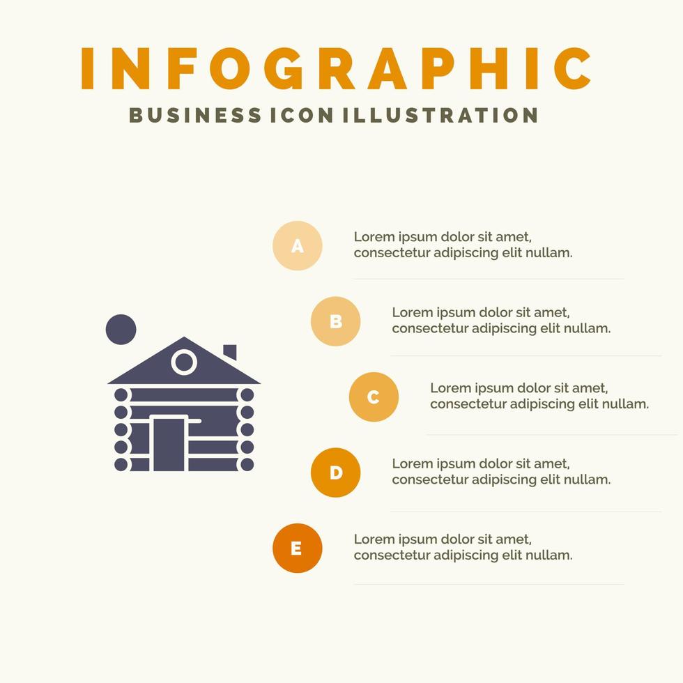 modelo de apresentação de infográficos para casa de serviço de construção de hotel apresentação de 5 etapas vetor