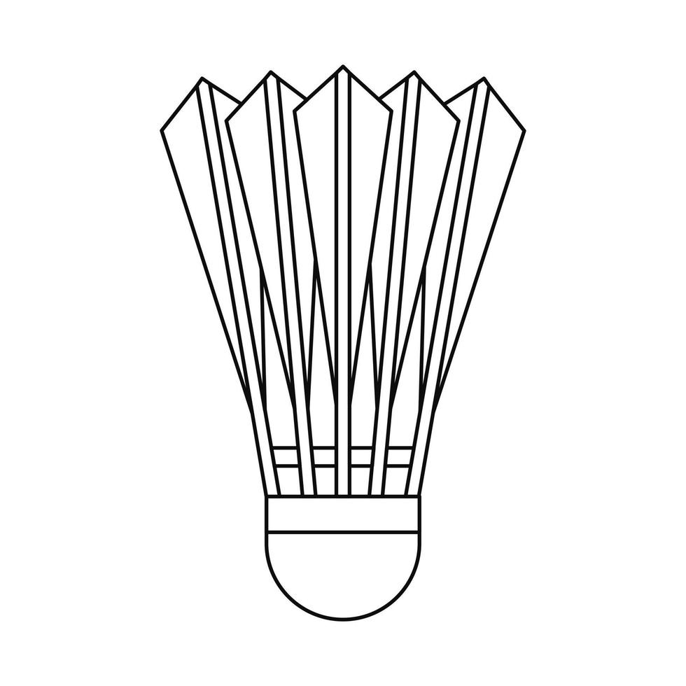 ícone de peteca de badminton, estilo de estrutura de tópicos vetor