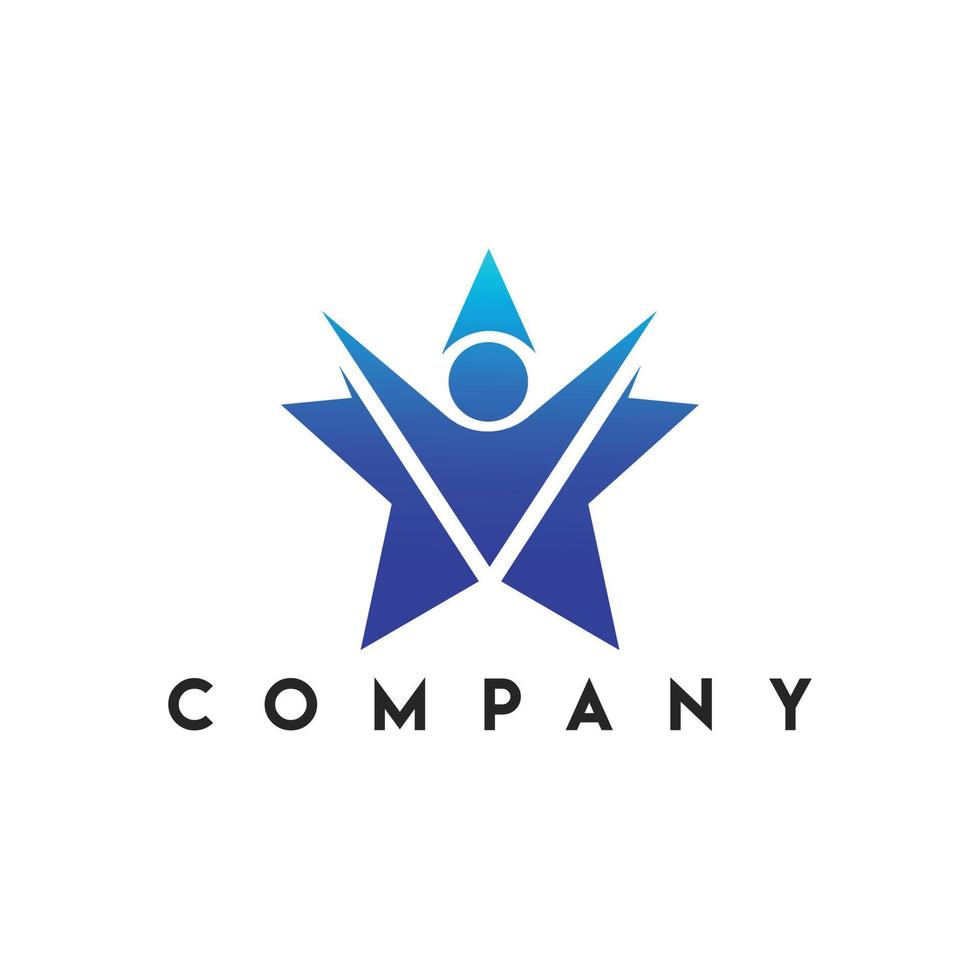 logotipo de sucesso de estrela humana, design de logotipo vetorial, ícone de estrela e pessoas vetor