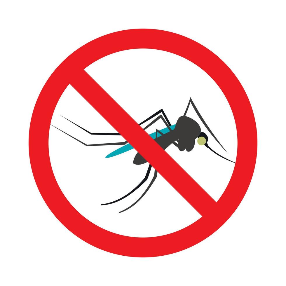 ícone de mosquitos de sinal de proibição, estilo simples vetor