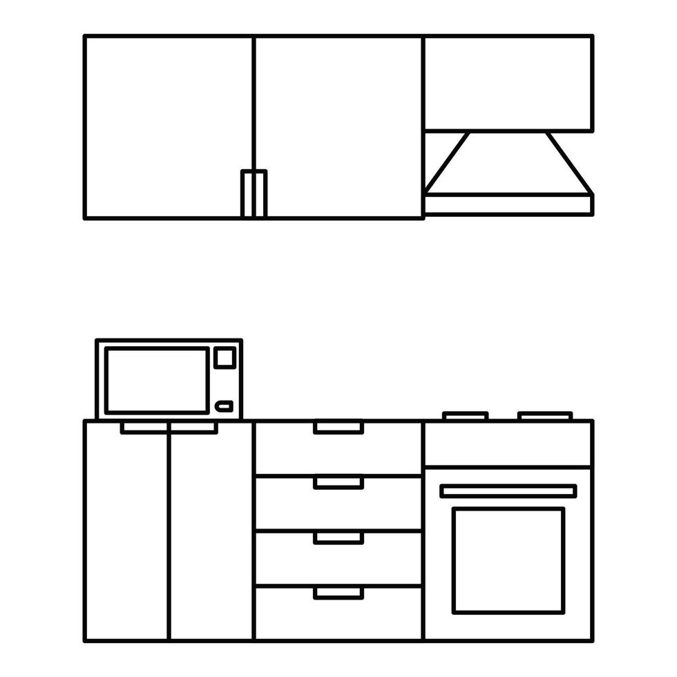 ícone de móveis modernos de cozinha, estilo de estrutura de tópicos vetor