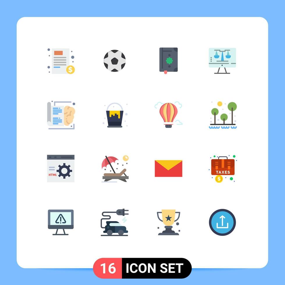 conjunto de pictogramas de 16 cores planas simples de tela digital de futebol de computador online ramadhan pacote editável de elementos de design de vetores criativos