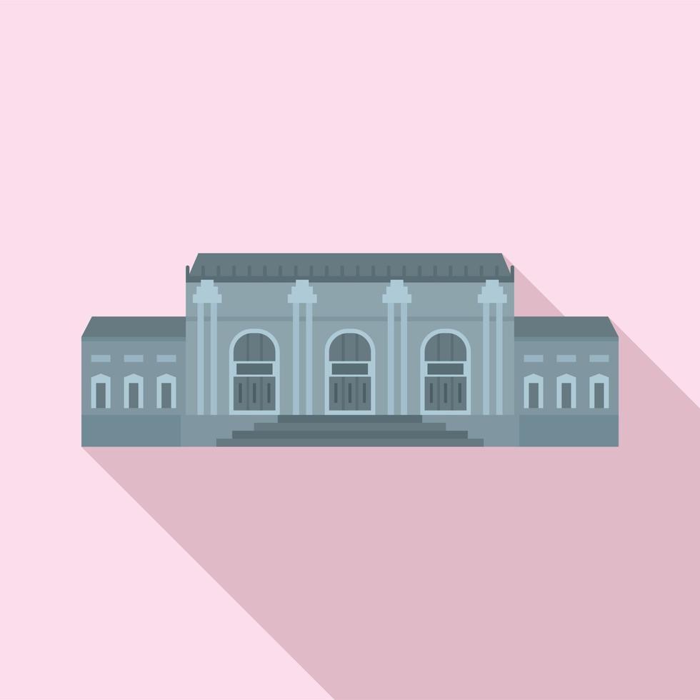 ícone de edifício histórico de fachada cinza, estilo simples vetor