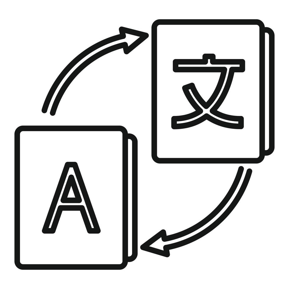 ícone de tradutor estrangeiro, estilo de estrutura de tópicos vetor