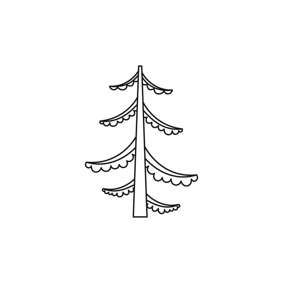 ícone da árvore do abeto da floresta, estilo de estrutura de tópicos vetor