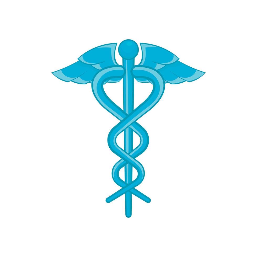 ícone do símbolo médico do caduceu, estilo cartoon vetor