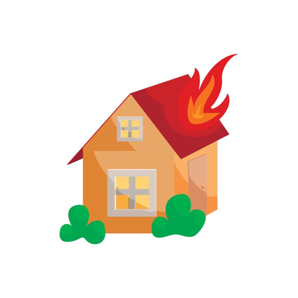 ícone de seguro contra incêndio, estilo cartoon vetor
