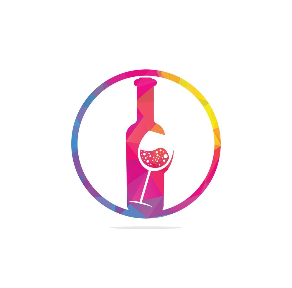modelo de design de logotipo de rótulo de vinho vetor com copo de vinho e garrafa de vinho isolada no fundo branco. para o logotipo do salão de degustação, marca familiar de vinhedos, menu de restaurante, bar etc.