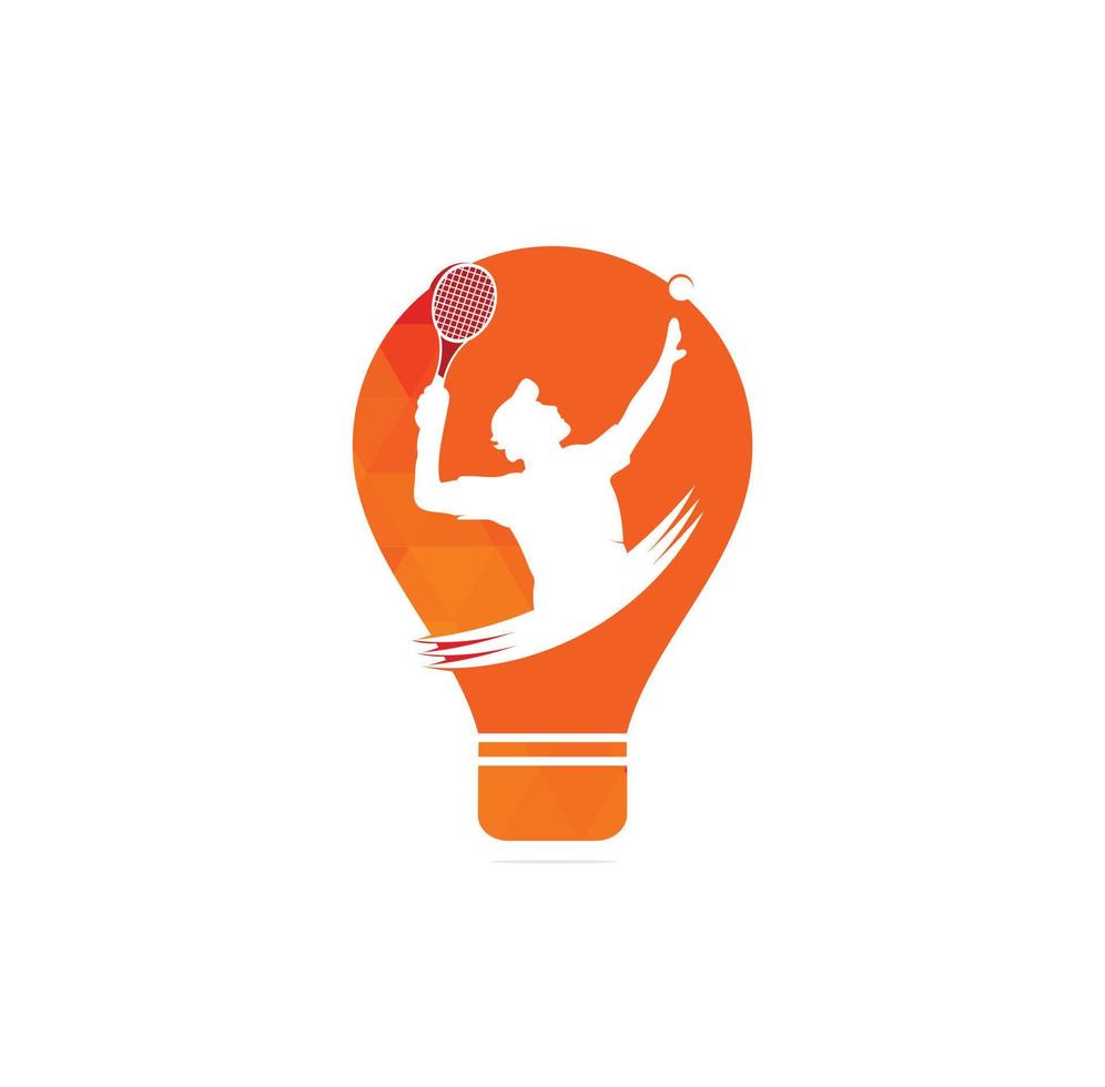 designs de logotipo de conceito de forma de bulbo de tênis com inspiração de design de logotipo de bola e raquete de jogadores de tênis vetor