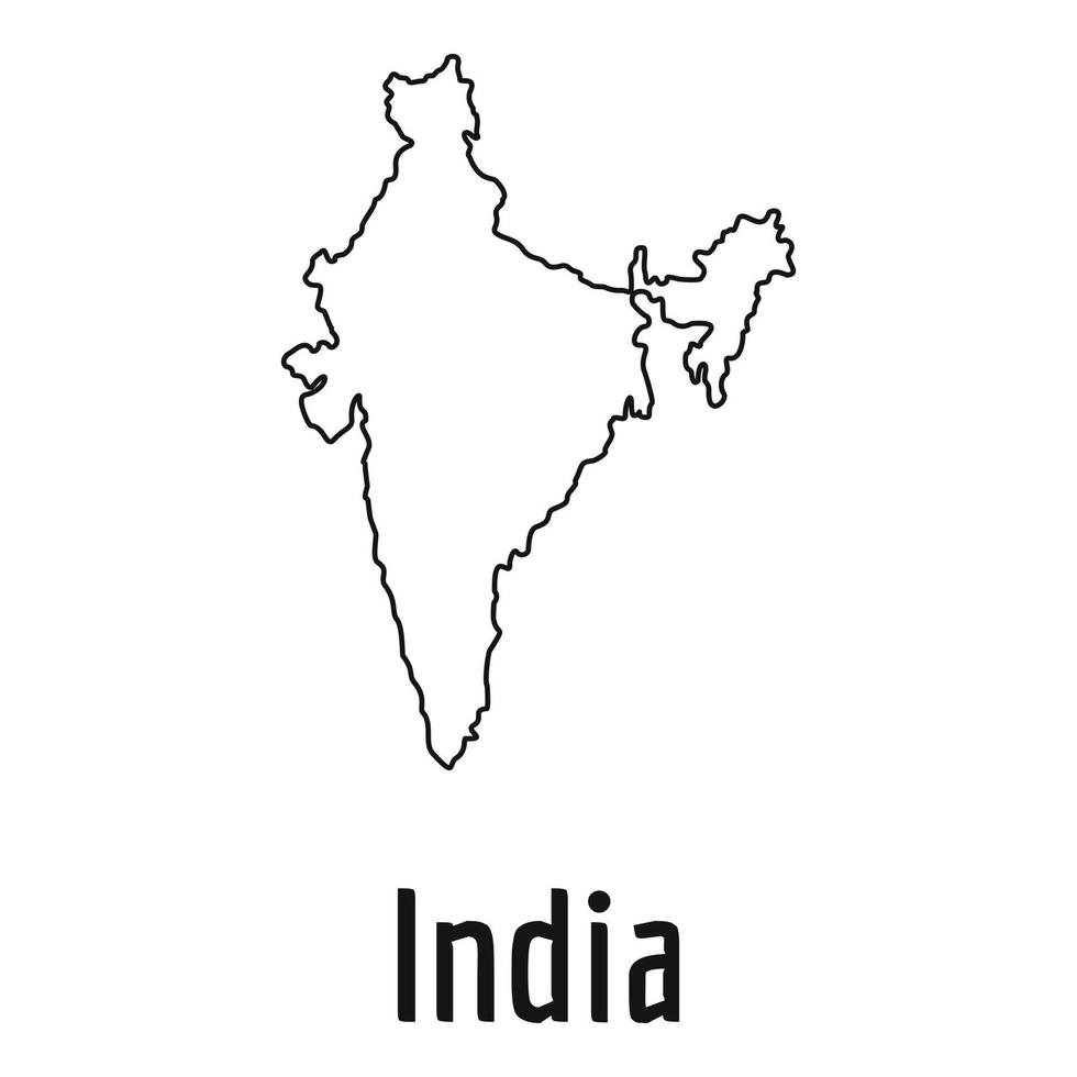 mapa da índia vetor de linha fina simples