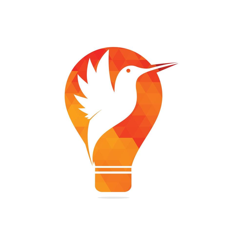 logotipo de forma de bulbo de pássaro colibri. ilustração vetorial de beija-flor voador exótico isolado no fundo branco vetor