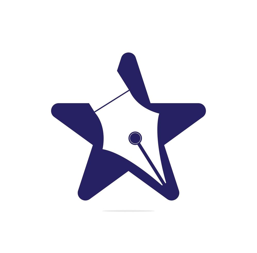 design de logotipo de conceito de forma de estrela de caneta. vetor