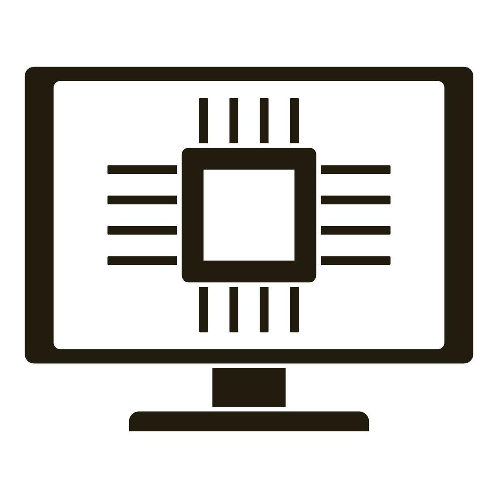 ícone de processador de computador inteligente, estilo simples vetor