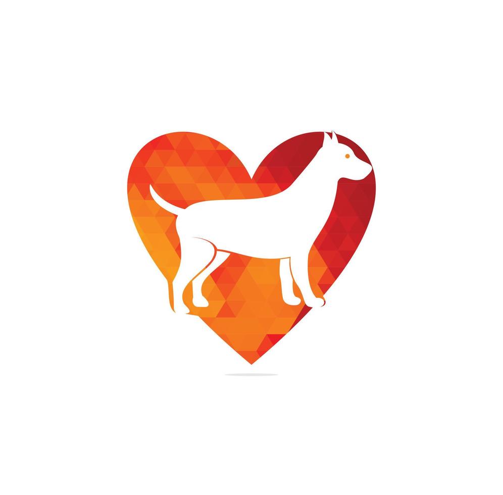 modelo de vetor de design de logotipo de amor de cachorro. vetor de logotipo de ícone de cachorro