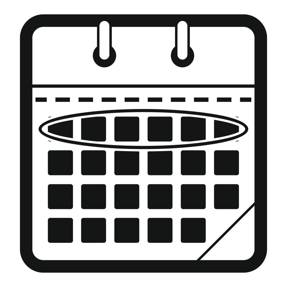 ícone do dia do calendário, estilo preto simples vetor