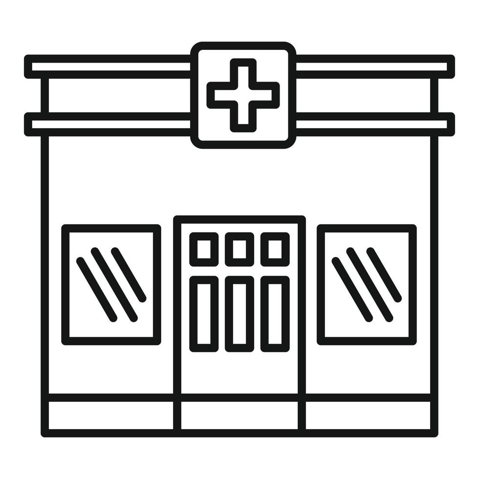 ícone de farmácia de rua, estilo de estrutura de tópicos vetor
