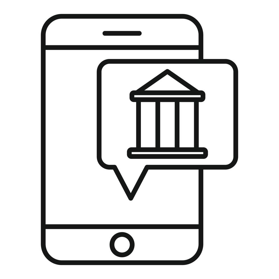 ícone de web banking para smartphone, estilo de estrutura de tópicos vetor