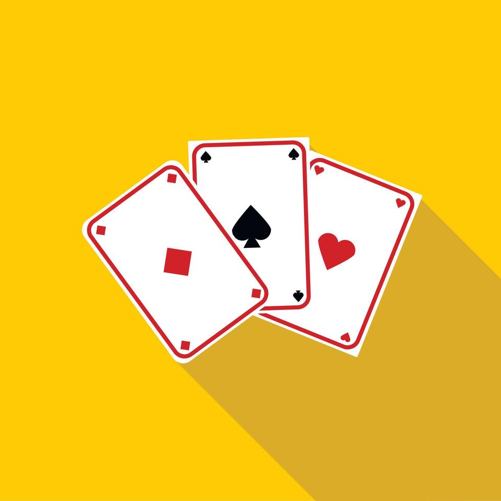 três ases, ícone de cartas de baralho, estilo plano vetor