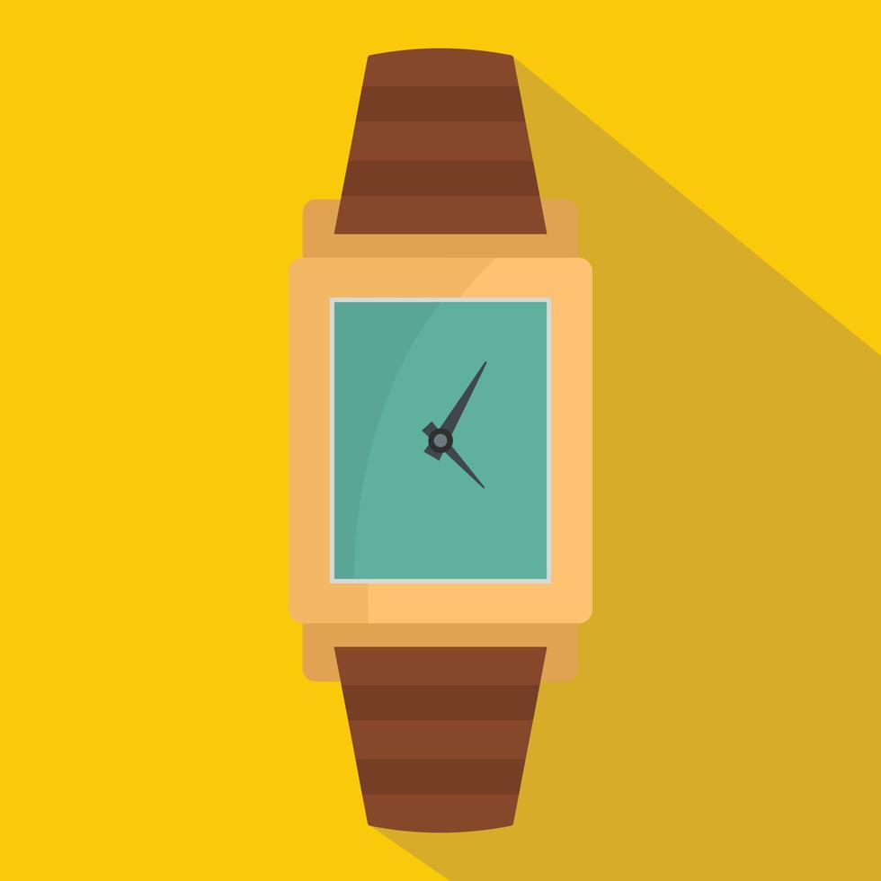 ícone de madeira de relógio de pulso, estilo simples vetor