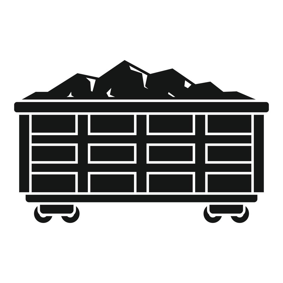 ícone de vagão de trem de carvão, estilo simples vetor