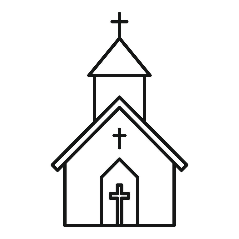 ícone de construção de igreja, estilo de estrutura de tópicos vetor